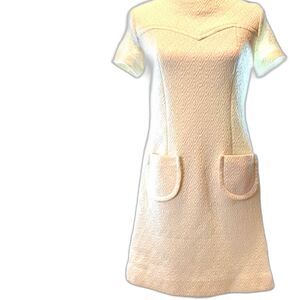 St. Michael Vintage 1960s Double Knit Ivory Dress Mini Length
